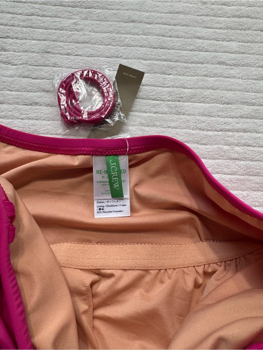 J. Crew Hot Pink Strapless Ruched Swimsuit - Picture 4 of 11